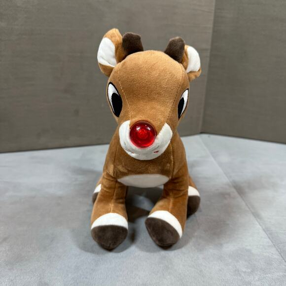 Rudloph Red Nosed Reindeer Plush Stuffed Animal Musical Light Up Nose Christmas - Picture 4 of 10